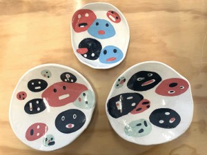 Faces Plates (Blue, Pink and Green) Set of 3