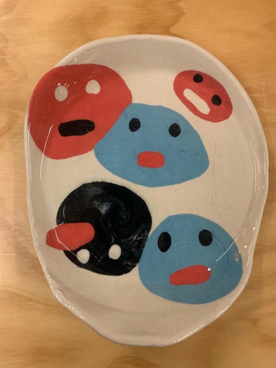 Faces Plate (Blue, Pink and Green