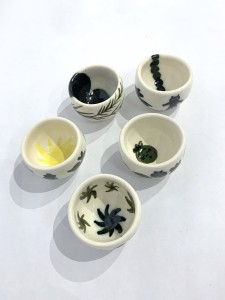 Black and Green Sake Cups Set (Set of 5)