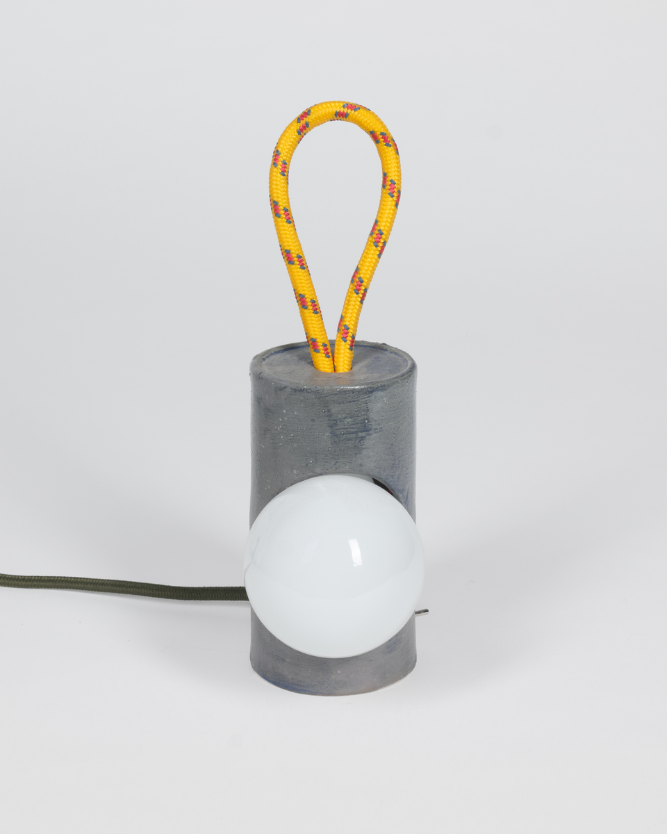CERAMIC LANTERN LAMP GREY