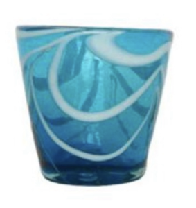 Pila – Small drinking glass (blue with white ripples with white and cobalt)