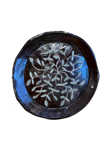 INCISED DARK BROWN LEAF PLATE