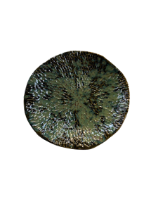 GOUGED GREEN TAZZA PLATE WITH SNAKE BASE