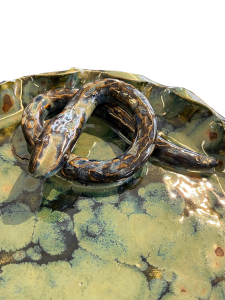 Palissyware Green Snake Plate